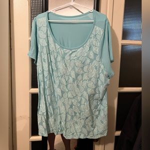 Lane Bryant Blue Lace Overlayed T-Shirt 26/28